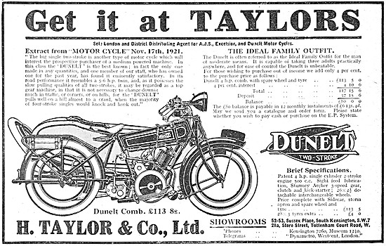 Dunelt Motor Cycles - Dunelt Two-Stroke Motor Cycle Combination  