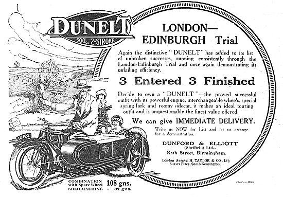 1922 Dunelt Motor Cycles & Motor Cycle Combinations              