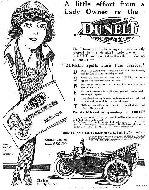 1923 Dunelt 500cc Two-Stroke Motor Cycle & Sidecar               