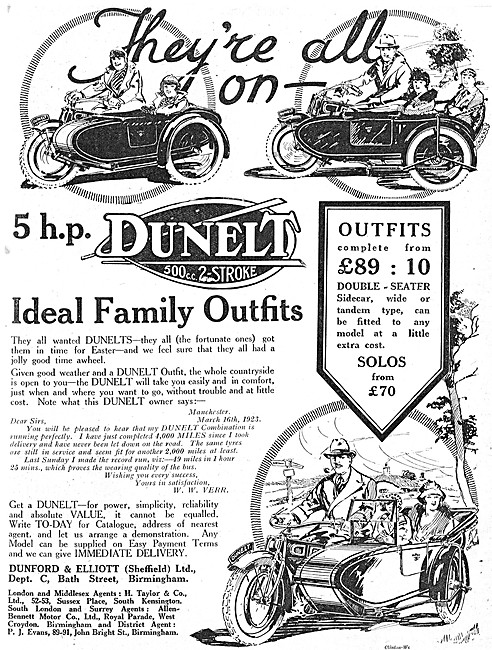 1923 Dunelt 5hp 500cc 2-Stroke Motor Cycle Combination           