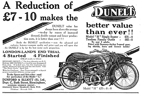 1925 Dunelt Model H Tandem Family Outfit                         