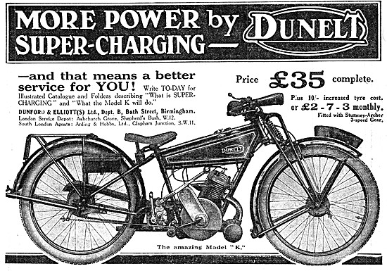 Dunelt Model K Suprecharged Motor Cycle 1926                     