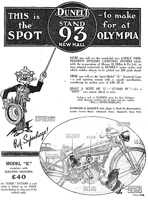 Dunelt Model K Sports-De-Luxe Motor Cycle 1926                   