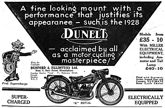 1927 Dunelt K Royal Supercharged Motor Cycle                     