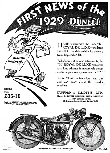 1928 Dunelt K Royal De-Luxe Motor Cycle                          