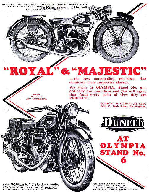 The 1928 Dunelt Royal & Majestic Motor Cycle Model Range         
