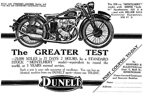 1929 Dunelt 350 cc Montlhery Motor Cycle                         