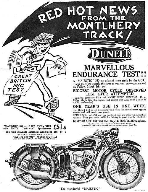 1929 Dunelt Majestic 350 Twin Port Motor Cycle                   