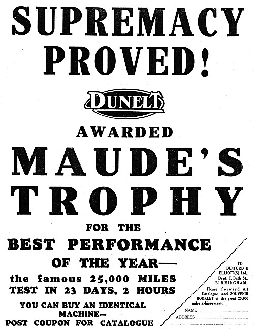 Dunelt Maudes Trophy Motor Cycles                                