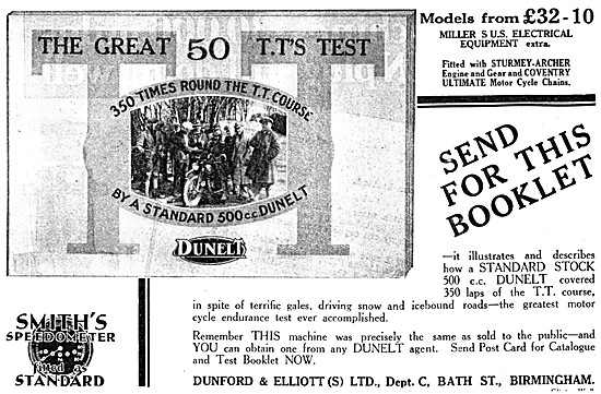 Dunelt Motorcycles 1930 Advert                                   