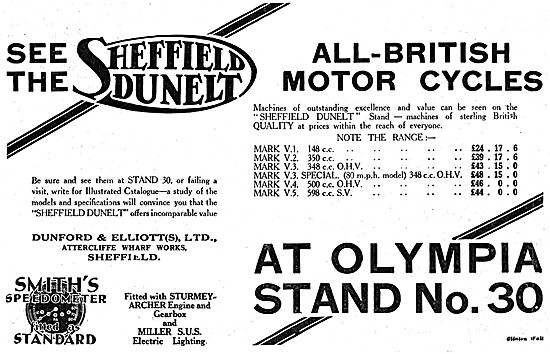 1931 Sheffield-Dunelt Motor Cycles Advert                        
