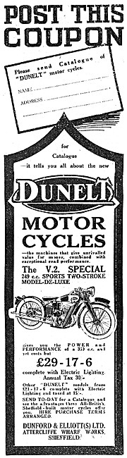 1933 Dunelt V2 Special Motor Cycle                               