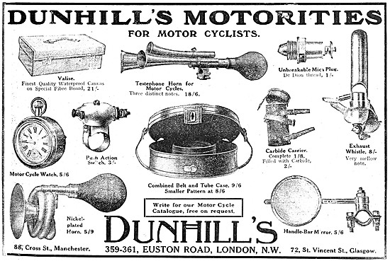 Dunhills 1910 Motorities For Motor Cyclists                      