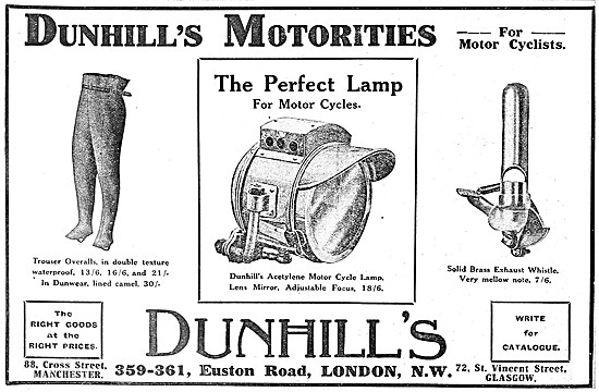 Dunhills Motor Cycle Clothing & Accessories 1911                 