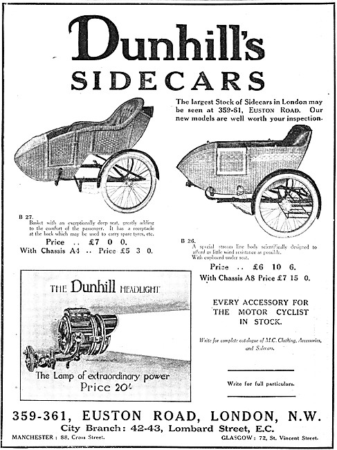 Dunhills Motor Cycle Accessories - Dunhills Sidecars             