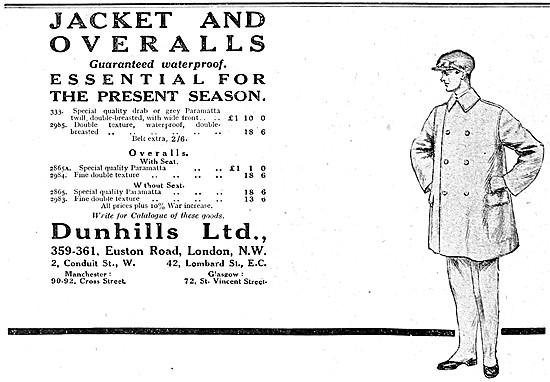 Dunhills Motor Cycle Clothing                                    