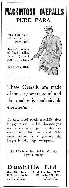 Dunhills Motor Cycle Clothing                                    