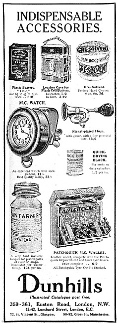 Dunhills Motor Cycle Accessories                                 