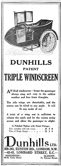 Dunhills Triple Sidecar Windscreen                               