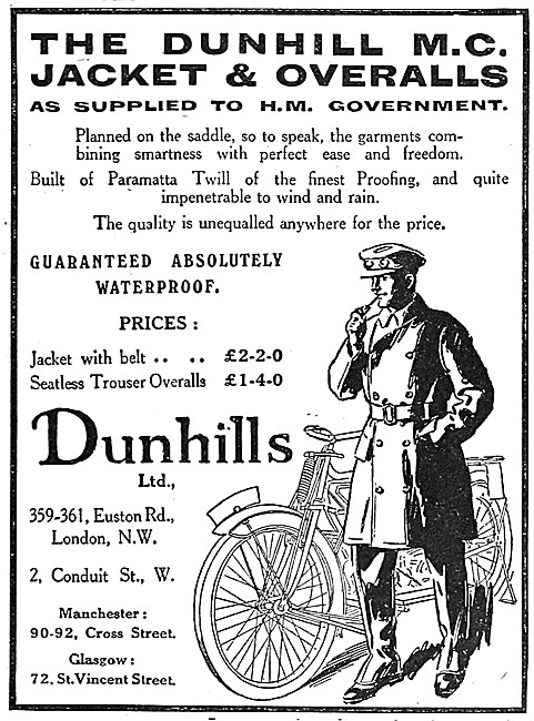 Dunhills Motor Cycle Coats 1917 - Dunhills Coats                 