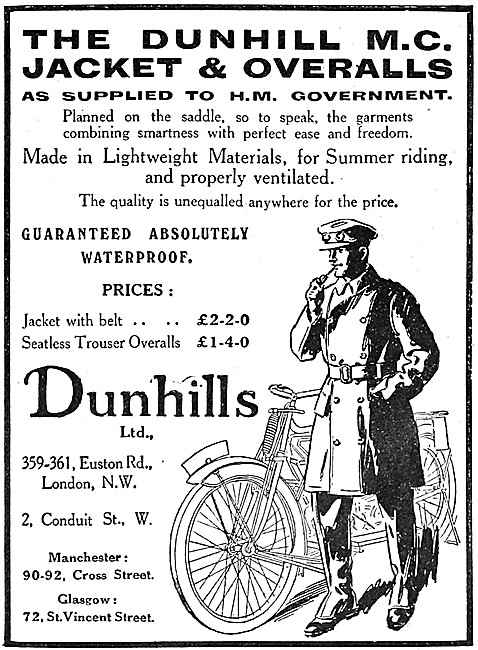 Dunhills Motor Cycle Clothing                                    