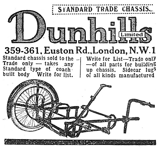 1920 Dunhills Motor Cycle Trade Sidecar Advert                   