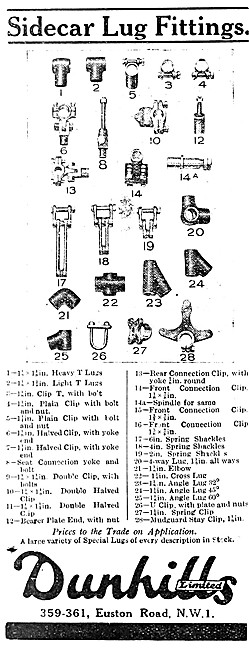 Dunhills Sidecar Lug Fitting (Nos 1-28 Illustrated) 1920         