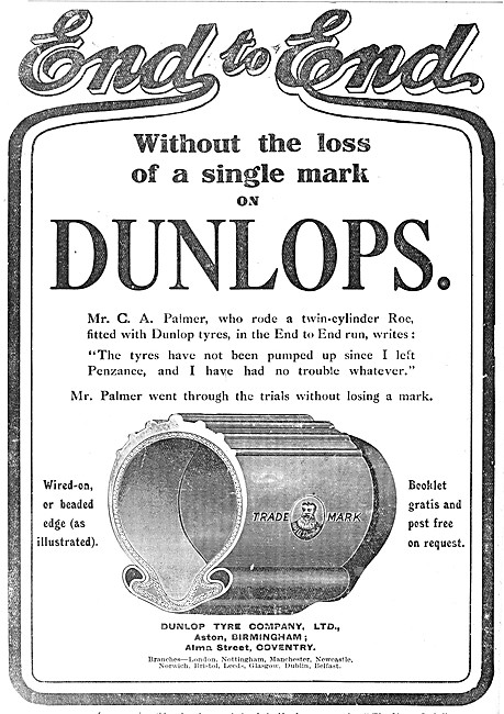 Dunlop Motorcycle Tyres 1908                                     