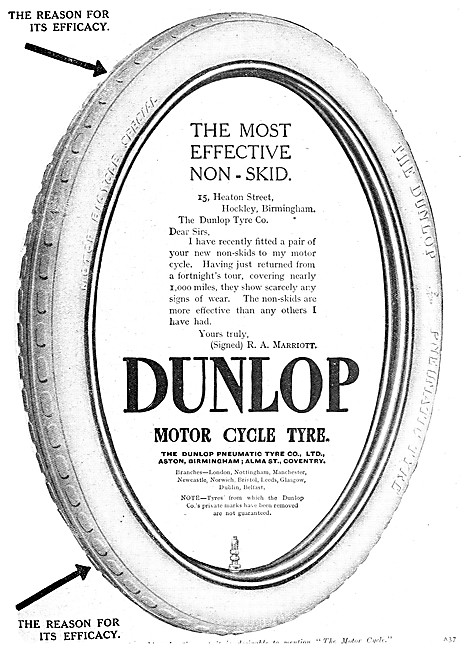 Dunlop Motor Cycle Tyres 1909                                    