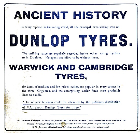 Dunlop Tyres 1910                                                