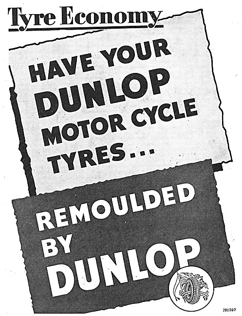 Dunlop Remoulded Motor Cycle Tyres 1942                          