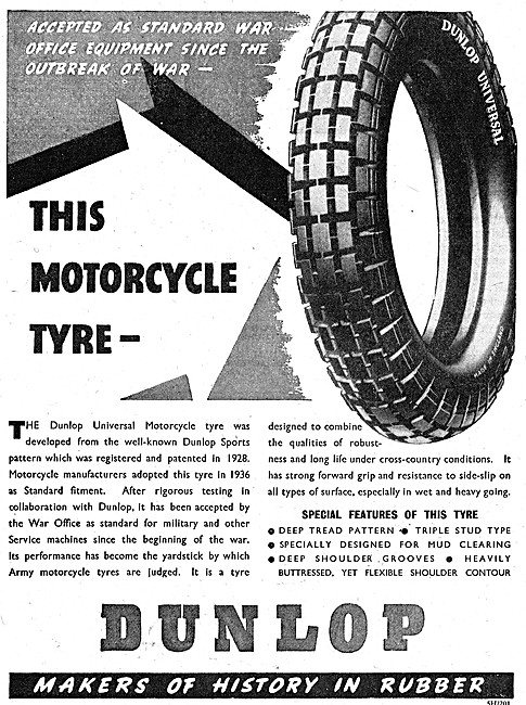 Dunlop Motorcycle Tyres 1945 Advert                              