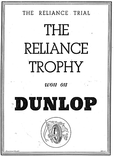 Dunlop Motor Cycle Tyres Advert 1946                             