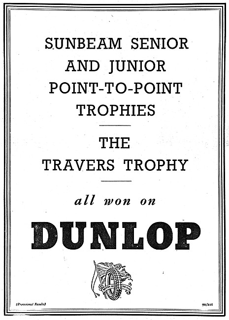Dunlop Motor Cycle Tyres 1947 Advert                             