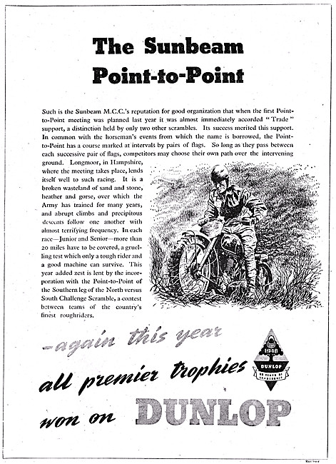 Dunlop Motor Cycle Tyres 1948 Advert                             