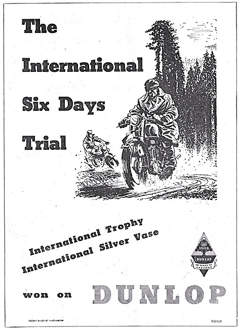 Dunlop Tyres For Trials Motor Cycles 1948                        