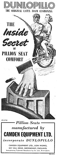 Dunlop Dunlopillo Pillion Seat Filling 1949                      