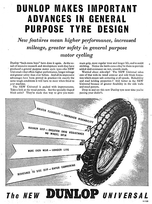 Dunlop Tyres - Dunlop Universal Motor Cycle Tyres                