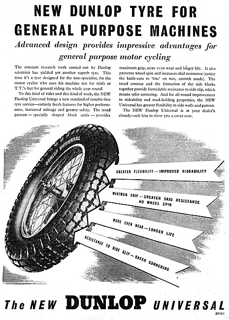 Dunlop Universal Motor Cycle Tyres 1951                          