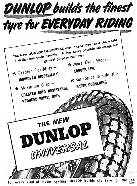 Dunlop Universal Motor Cycle Tyres 1952                          