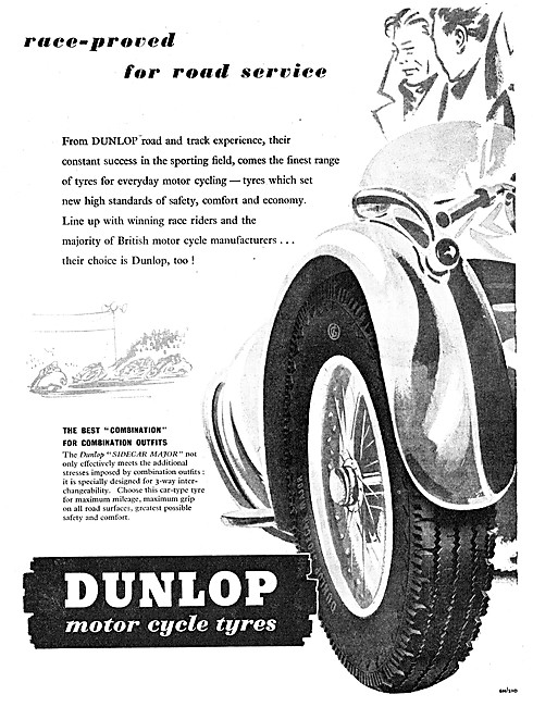 Dunlop Motor Cycle Tyres 1956 Advert                             