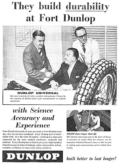 Dunlop Universal Motor Cycle Tyres 1957 Advert                   