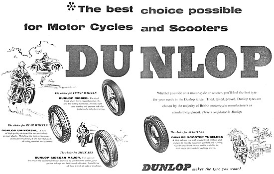 Dunlop Motorcycle Tyres 1957 Advert                              
