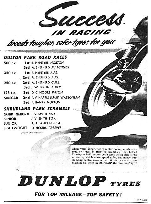 Dunlop Motor Cycle Racing Tyres                                  