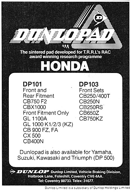 Dunlopad Brake Pads                                              