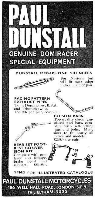 Paul Dunstall Custom Motorcycle Parts 1965 Advert                