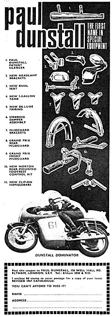 Paul Dunstall Custom Motor Cycle Products 1967 Items             