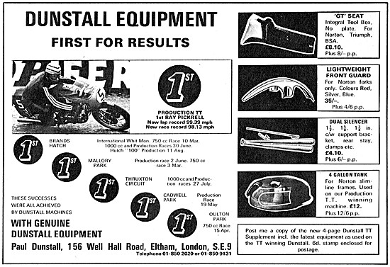 Paul Dunstall Motorcycle Equipment 1968                          