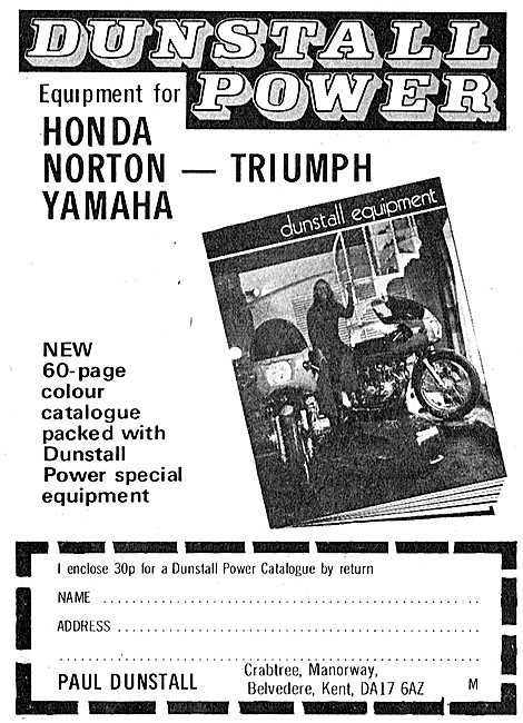 Paul Dunstall Power Equipment For Honda, Norton & Yamaha         