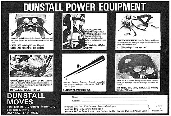 Paul Dunstall Motorcycle Power Parts 1974                        